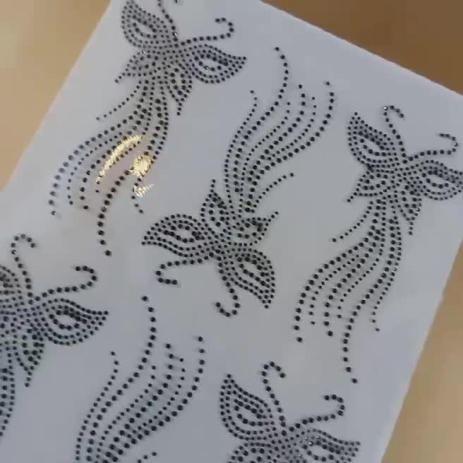 نگین حرارتی طرح پروانه دنباله دار (مشکی) . چادر . نگین چادر . مانتو . نگین چسبی