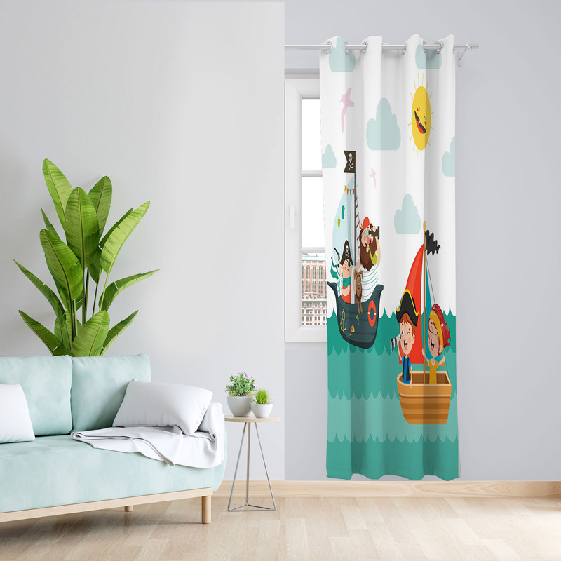 پرده مدل دزدان دریایی مخمل پانچی کد 1186a سایز 140x280 سانتی متر — تصویر 1