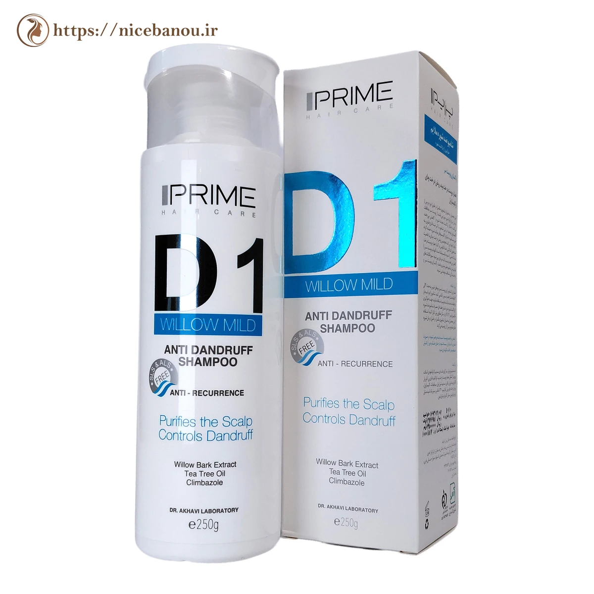 شامپو ضد شوره ملایم D1 پریم مدل Willow Mild وزن 250 گرم