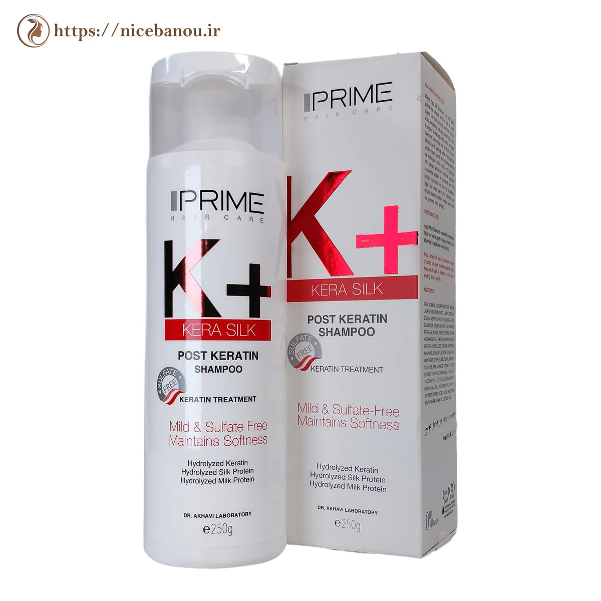 شامپو موهای کراتینه شده پرایم K+ کراسیلک ۲۵۰ گرم
