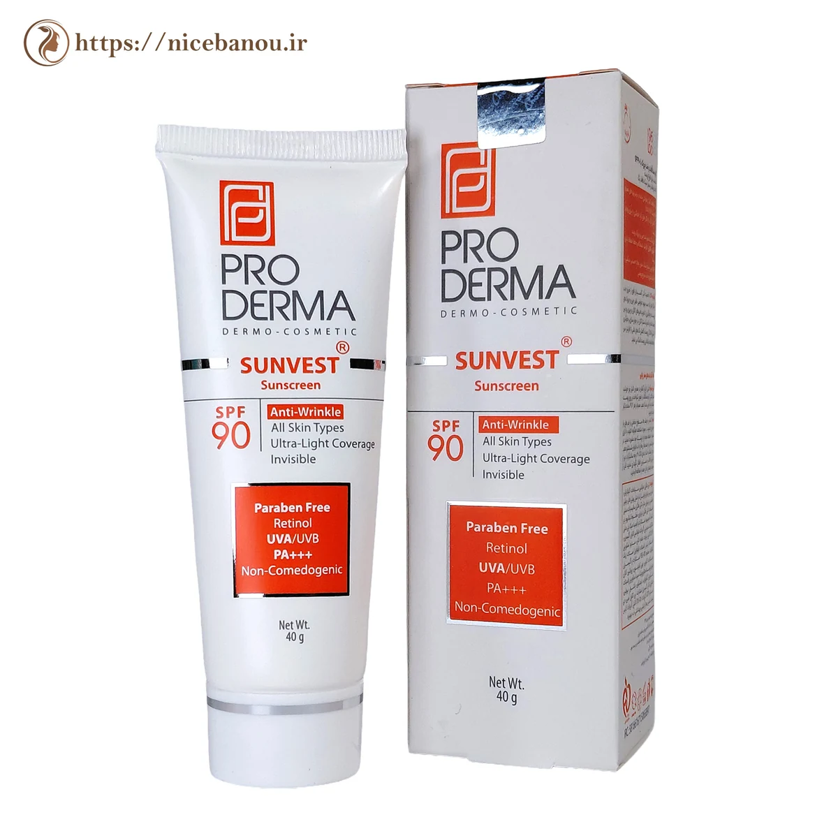 کرم ضد آفتاب و ضد چروک بیرنگ پرودرما مدل Sunvest SPF90 وزن 40 گرم