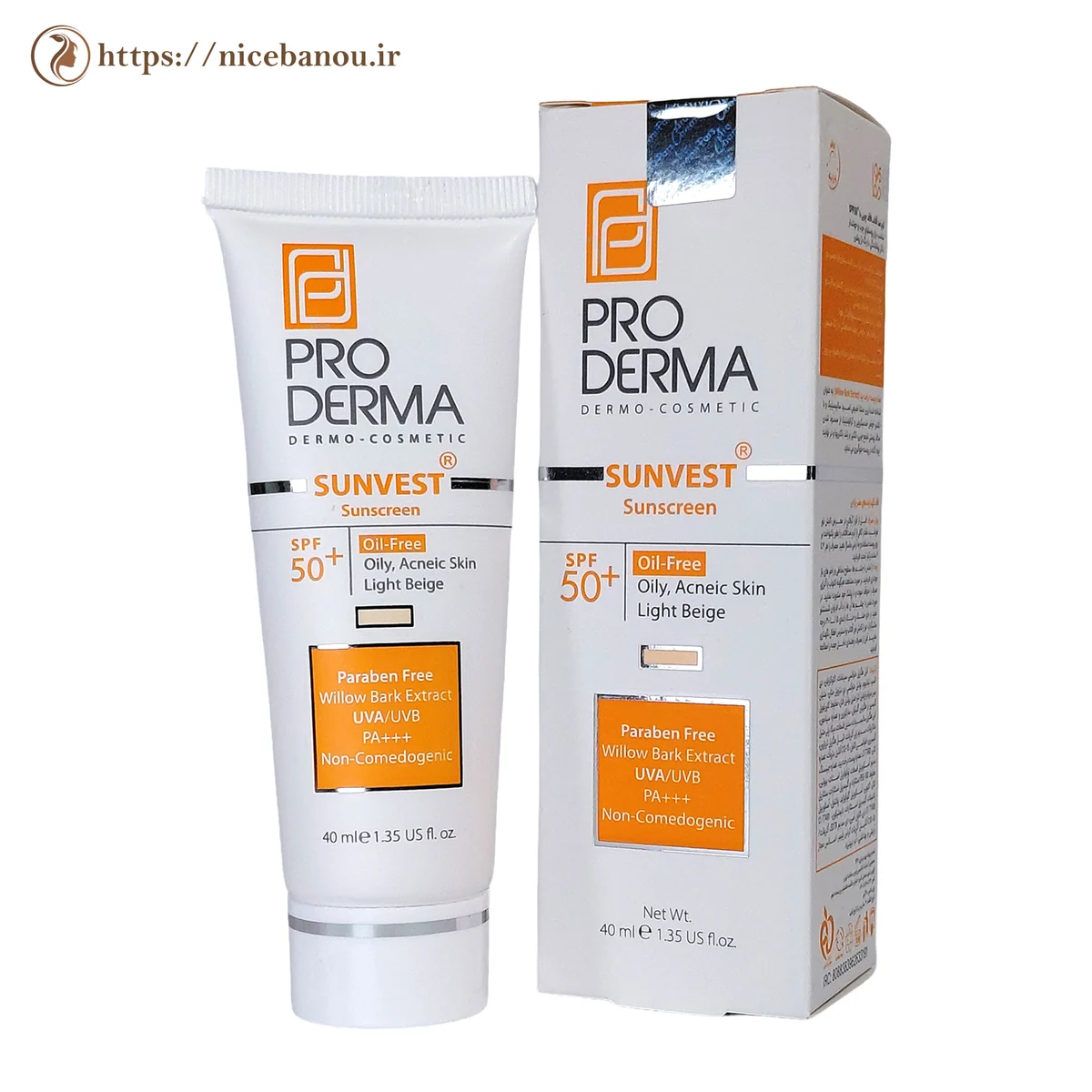 کرم ضد آفتاب فاقد چربی پرودرما سانوست SPF50+ بژ روشن ۴۰ میلیلیتر