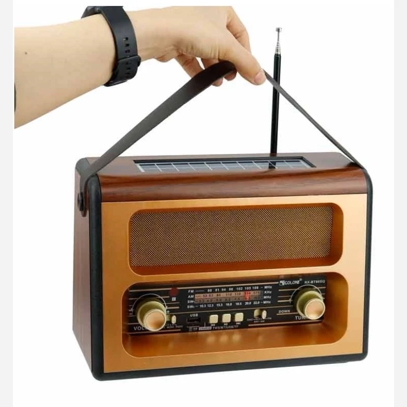 رادیو اسپیکر بلوتوثی GOLON خورشیدی - Wireless Speaker شارژی و باطری خور-خورشیدی. اصل با کیفیت + سایز بزرگ